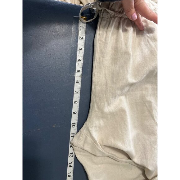 New Linen Blend Jumpsuit Sz 8 Beach Coastal Resort Vacation V-Neck Drawstring - Picture 14 of 16